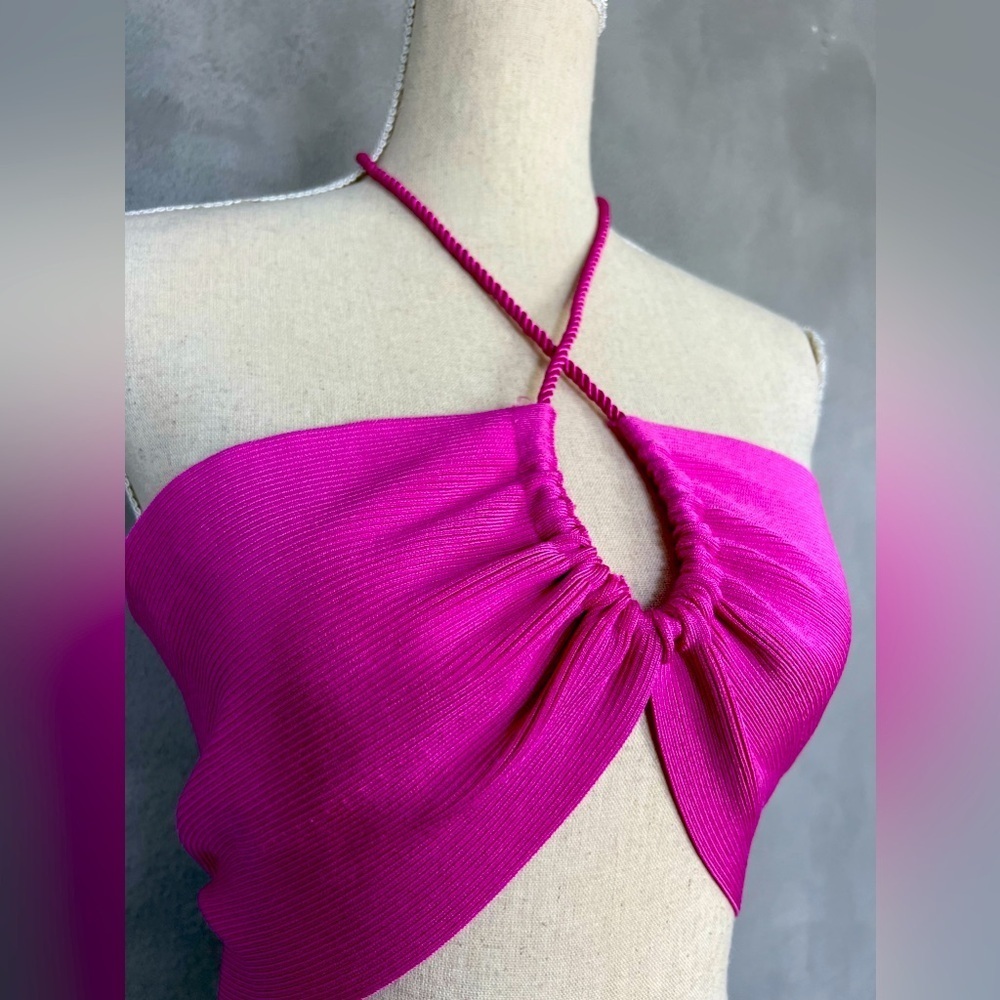 Farm Rio pink knit halter top size XL - Picture 5 of 10